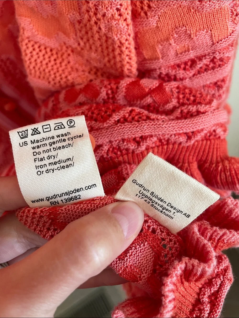 Gudrun Sjoden Coral Naima Crochet Button-Front Cardigan L Organic Cotton Artsy